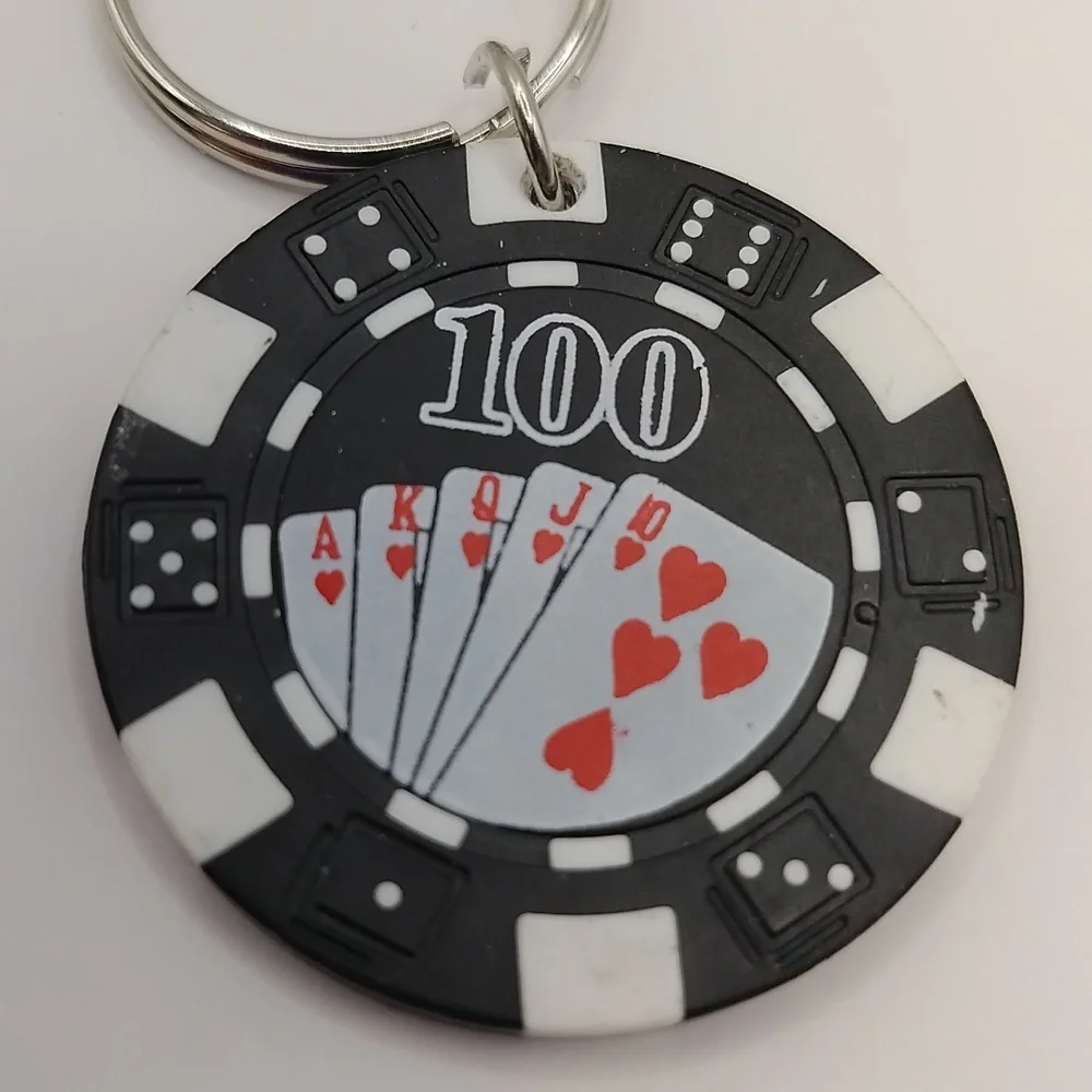Poker Chip Keychain Bag Charm Trio Red Blue Black White 3 PCS